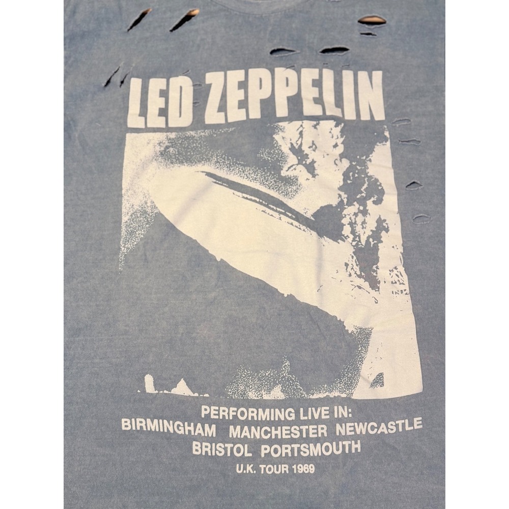 Led Zeppelin T-Shirt Unisex M/L Blue Excellent Distressed Tour Graphic